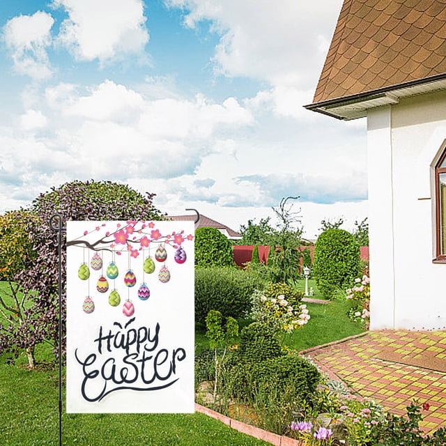 Danhjin Happy Easter Bunny Flags Easter Garden Sign 12x18 Inch Spring Garden Outdoor Sign Personalized Easter Decorations Double Sided Easter Yard Decoration Gift