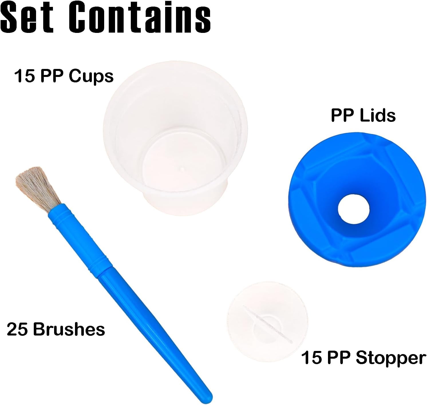 40Pcs No Spill Paint Cups with Lids Set, 15 Pcs Spill Proof Painting Containers and 25 Pcs Round Paint Brushes, Reusable Paint Cups with Lids for Art Craft Class Home Supplies