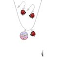 thumbnail image 2 of Delight Jewelry Silvertone Domed Multi Color LVT Red Lucky Ladybug Necklace and Dangle Earrings Set, 2 of 6