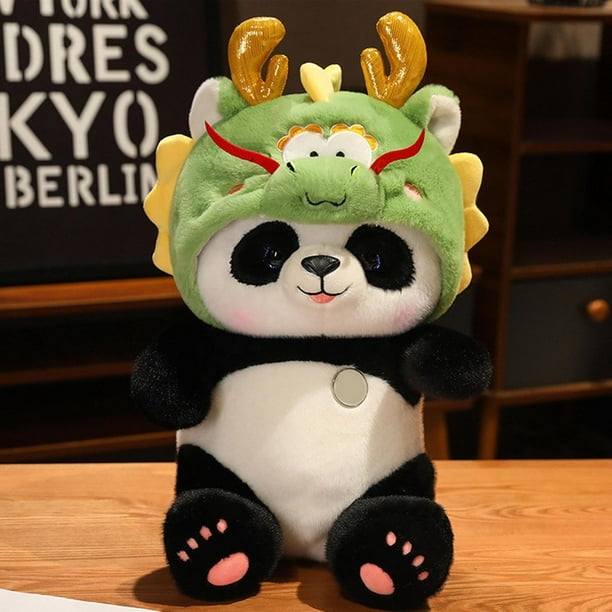 Mascota de panda de peluche del año del dragón, panda de peluche de dragón de 25 cm, panda de peluche, lindo panda de peluche suave, panda de peluche, panda de peluche, decoración del año nuevo lunar,