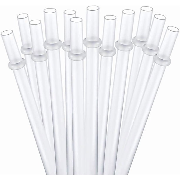 DAKOUFISH Pajitas de repuesto de plástico transparente reutilizables de 15 pulgadas de largo para botellas de agua de 128 oz, 100 oz y 64 oz, juego de 12 con cepillo de limpieza (15 pulgadas transpare