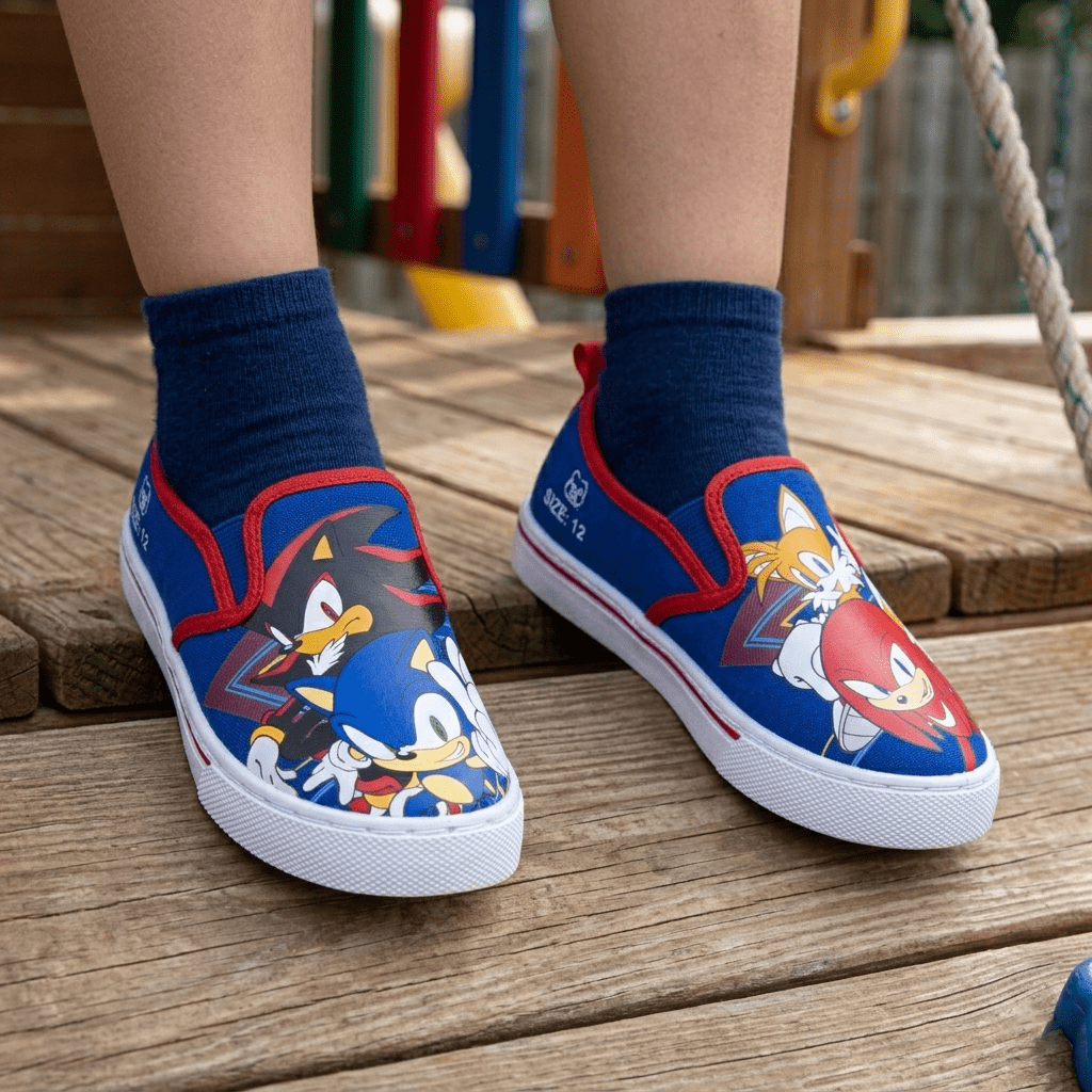 Sonic the Hedgehog Boys Slip-On Canvas Sneakers Featuring Sonic and Friends (Big Kid), Blue, Size: 1