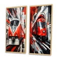 thumbnail image 3 of Designart "Geometric Momentum of Trains IV" Train Framed Wall Art Set Of 2 - Red Transportation Framed Wall Art Set Of 2, 3 of 7