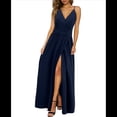 thumbnail image 2 of Vestido de Verano para Mujer, con Estampado Floral, Tirantes Finos, Informal, Bohemio, con Abertura para Playa, y Fluido. Azul Marino L, 2 of 5