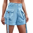 thumbnail image 7 of Cargo Denim Shorts for Women High Waisted Relaxed Fit Jorts Casual Trendy Summer Hot Pants with Pockets, 7 of 7