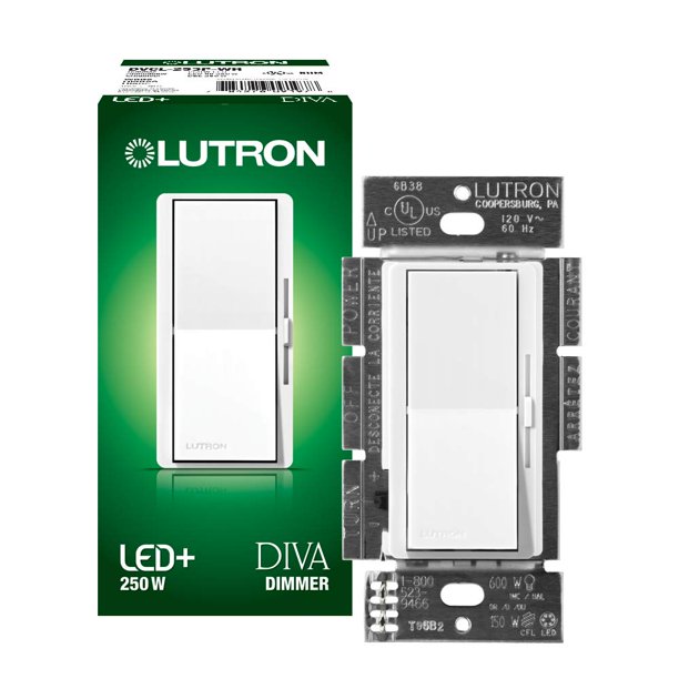 Interruptor de intensidad Lutron Diva LED+ para bombillas regulables de 250 W
