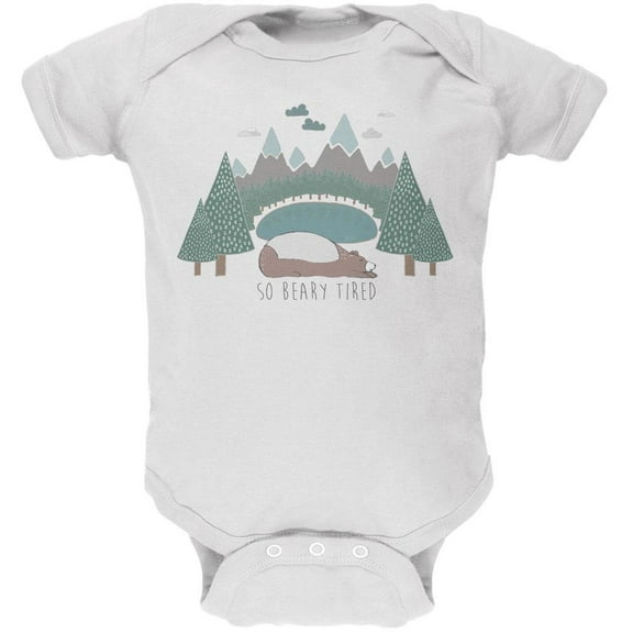Autumn So Beary Very Tired Bear Pun Soft Baby One Piece White 6 Month