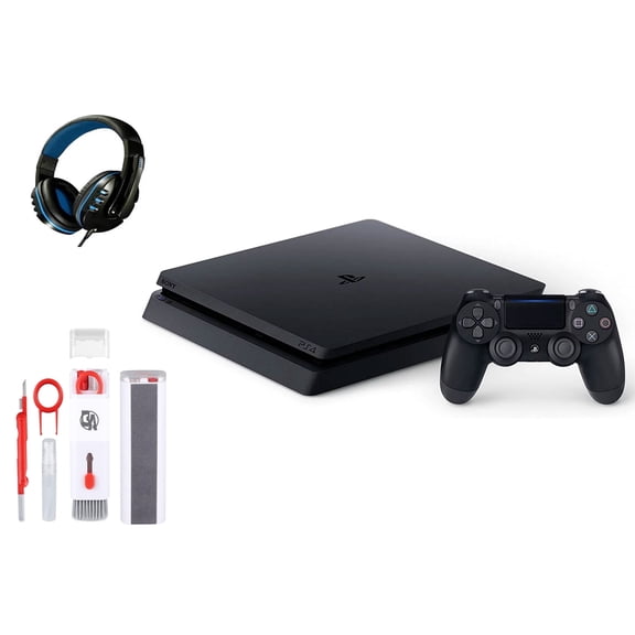 Pre-Owned Sony 2215B PlayStation 4 Slim 1TB Gaming Console Black, Headset With BOLT AXTION Cleaning Kit Bundle ( )
