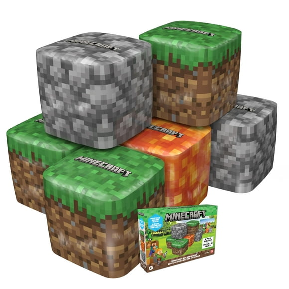 PLAYVIEW BRANDS Six Officially Licensed Minecraft Kid Sized Giant Inflatable Building Blocks, Bunkrs 22"x22"x22"