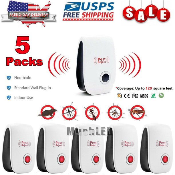 AOOLIVE 5x Pest Reject Pro Ultrasonic Repeller Home Bugs ...