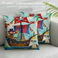 thumbnail image 3 of FUMJ Throw Pillow Cover Cute Cartoon Pirate Kid with Parrot Ship on Ocean Sea  Pillow Case Decorative for Sofa Couch Chair Bedroom, 3 of 5