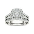 thumbnail image 3 of 3/4Ct Diamond 10k White Gold Double Halo Engagement Ring Set, 3 of 5
