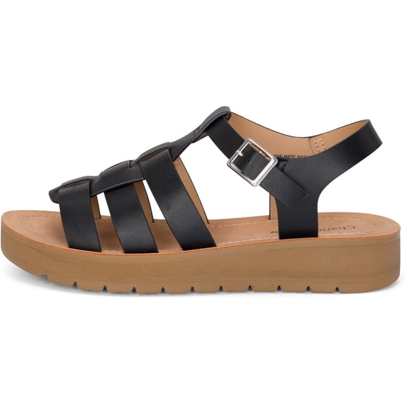 Chariot & Co - Brag: Women's Open Toe Fisherman Gladiator Strappy Wedges with Ankle Heels, Buckle Platform Sandals (Black Pu, 10)