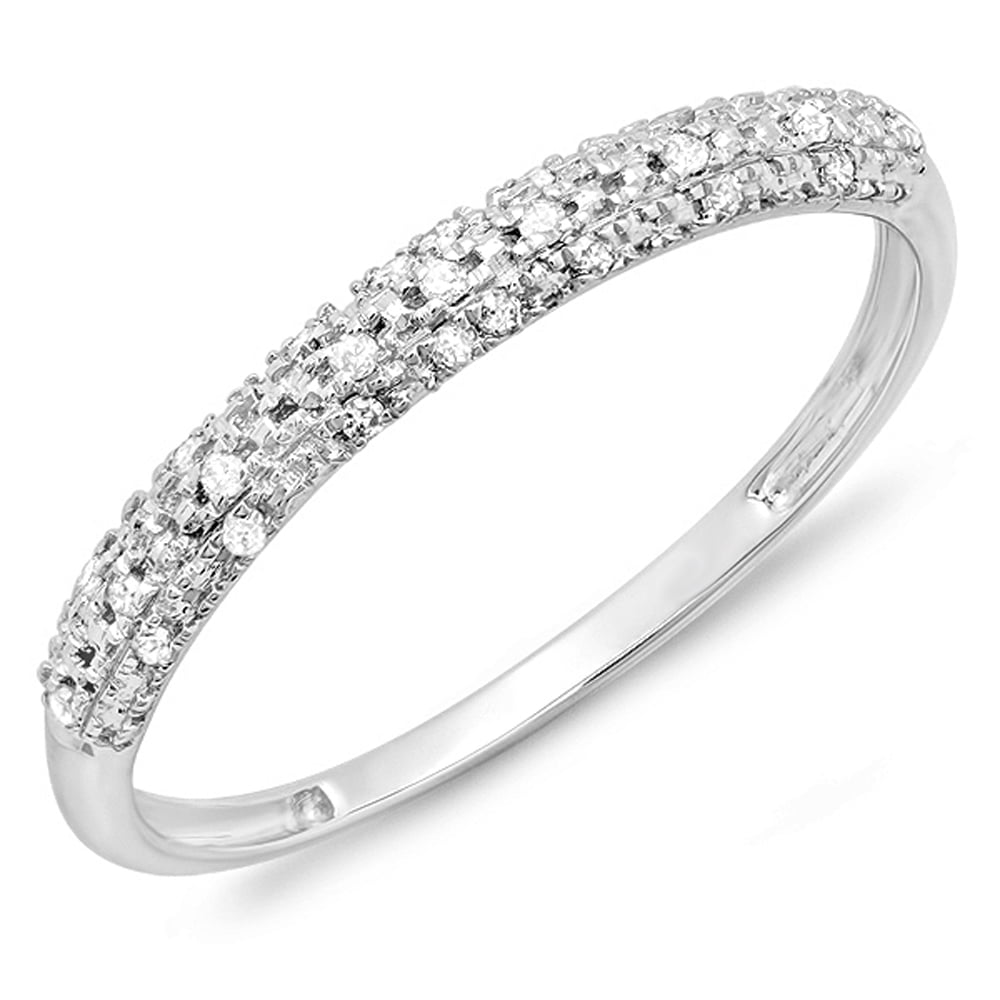 14K White Gold Diamond Anniversary Wedding Band Stackable Ring 1/5 CT Size 8 