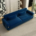 thumbnail image 6 of Mid-Century Modern Sofa Couch, 84" Loveseat Velvet Sofa, Large Sectional Couch with Gold Metal Legs for 3-4 Persons, Upholstered Deep Seat Couches for Living Room, Bedroom, Home, Office(Blue), 6 of 7