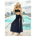 thumbnail image 2 of LA LEELA Women's Semi Sheer Sarong Swimsuit Cover Up Summer Bikini Wrap Maxi Skirt Bikini Cover-Ups M Navy, Plain, 2 of 5