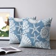 thumbnail image 2 of Pillow Covers 20x20 Set of 2, Blue Coastal Throw Pillow Covers Decorative Couch Cushion Cover, Conch Nautical Summer Starfish Shell Coral Microfiber Soft Pillowcases for Bedroom Living Room Sofa, 2 of 9