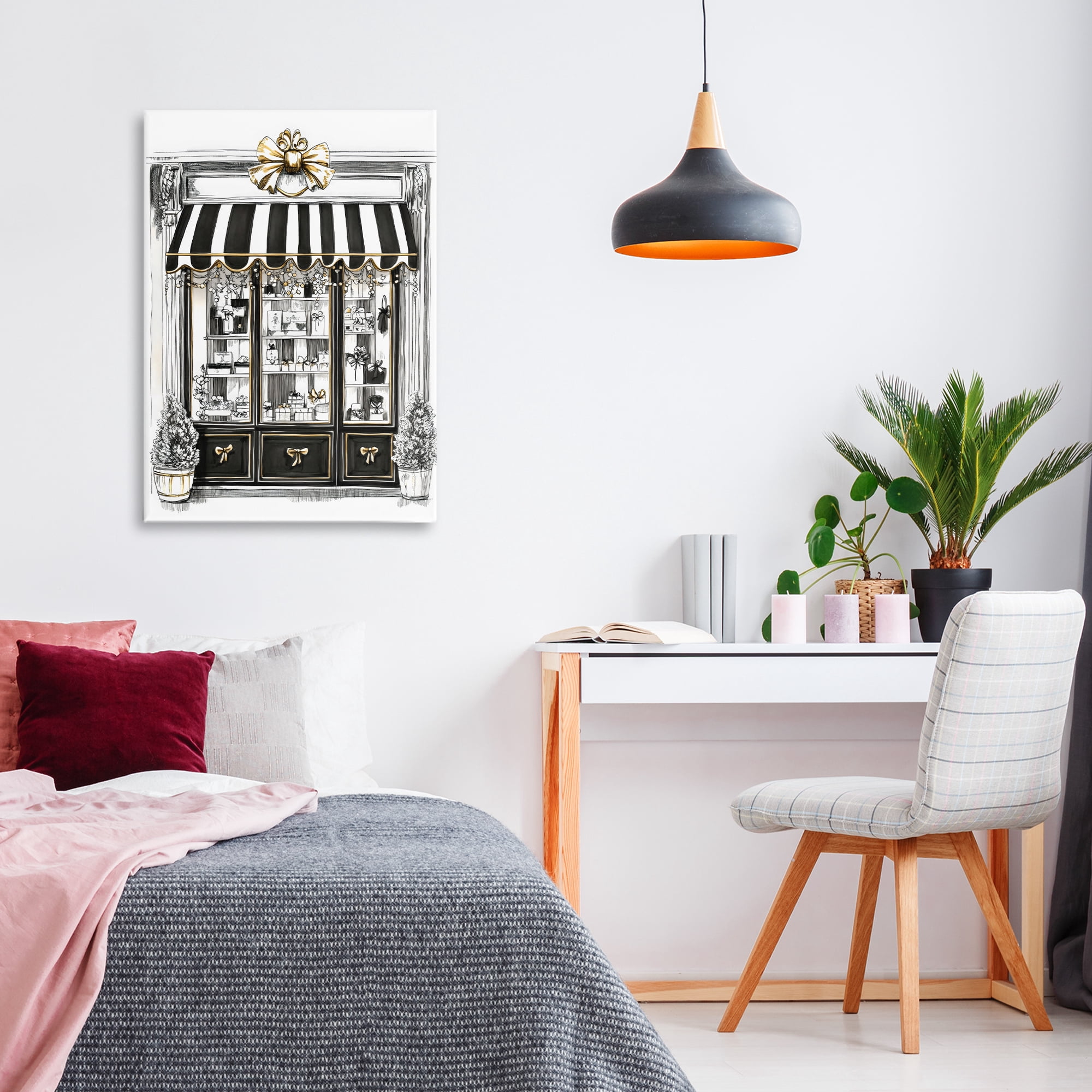 Stupell Industries Striped Paris Shop Facade Canvas Wall Art, design by Petal Prints Design