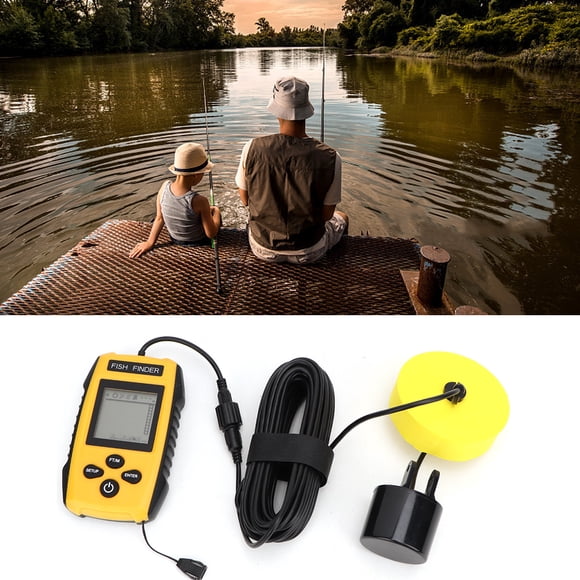 TU88 Détecteur de Poissons Portable et à Main avec Capteur Sonar et Écran LCD pour Pêche en Bateau Pêche en Mer, 5 Modes d'Économie d'Énergie Sélectionnables par Utilisateur