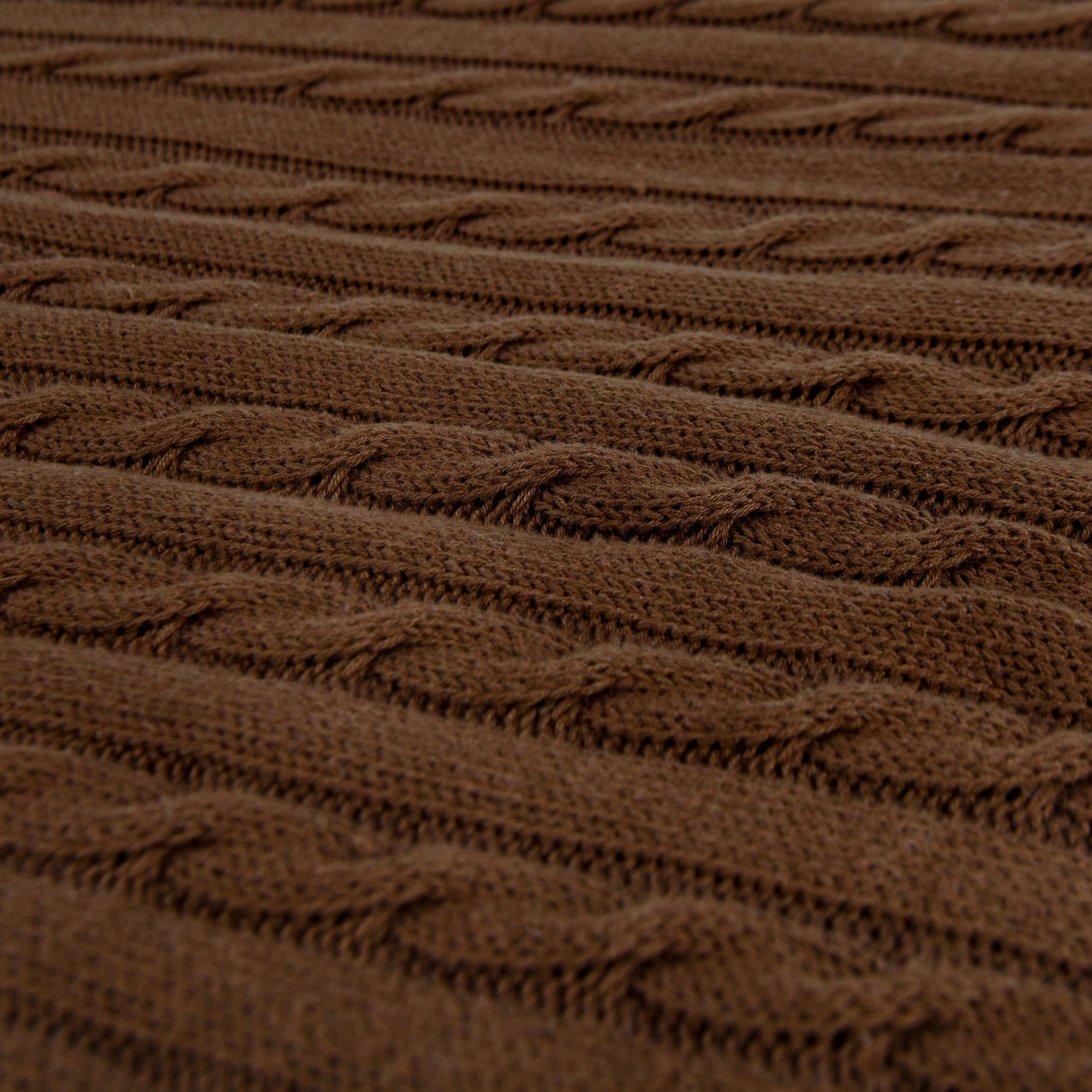 Ntbay 100% Cotton Cable Knit Throw, Super Soft Warm Knitted Blanket Home Decor, 51"x67", Brown