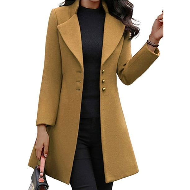 Qarigey Poliéster Moda Y Elegante Abrigo De Manga Larga Para Mujer Manténgase Abrigado Con Estilo Abrigo De Manga Larga Para Mujer Abrigos y chamarras caqui 3XL