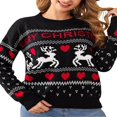 thumbnail image 2 of Femmes Laid Col Roulé Pulls à Manches Longues Wapiti Snowflake Impression Tricot en Vrac Tops, 2 of 7