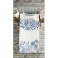 thumbnail image 3 of Ambesonne Blue Quilted Bedspread Set 2 Pcs, Bridal Bouquet Carnations, Twin Size, Blue White, 3 of 3