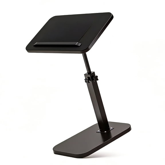 Contemporary Adjustable Height Metal and Engineered Wood End Table, Black