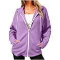 thumbnail image 2 of DailyTrove Women Oversized Zip Up Hoodie Long Sleeve Casual Pullover Jacket With Kangaroo Pockets, 2 of 7