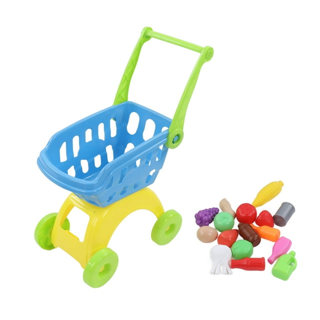 Grocery Cart Toy, Funny Strong Fruit Shopping Cart Toys Fall Resistant For Children Blue