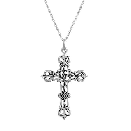 Sterling Silver Antique Cross Pendant, 18