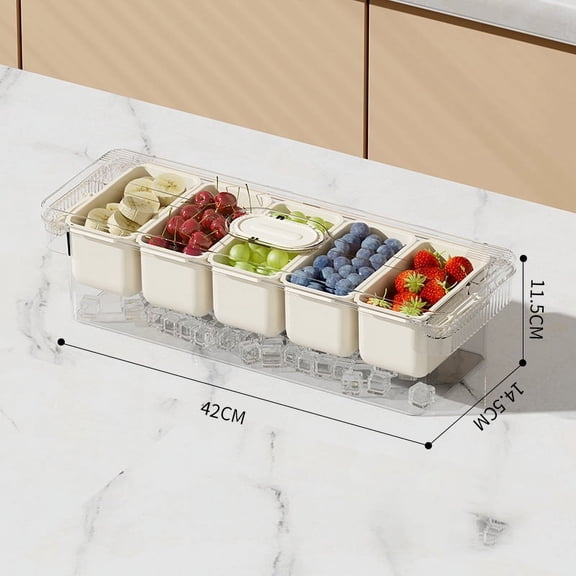 PanBiqintyy Divided Serving Tray with Lid Food Storage Container Snack Box 5 Compartment Snack Container Kitchen Fruit Storage Container New