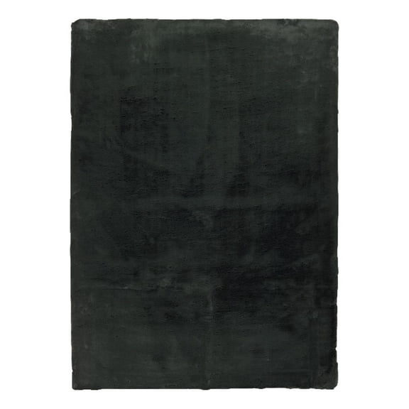 Linon Maven Faux Rabbit 7'6" X 9'6" Area Rug in Dark Green