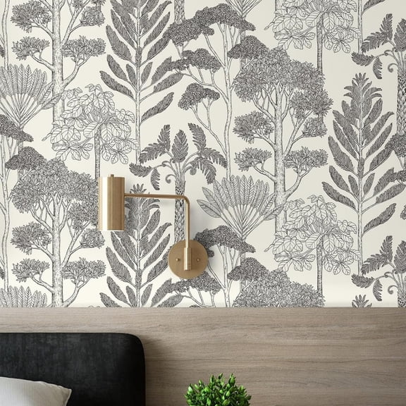 Forest Vintage Peel and Stick Wallpaper for Bathroom Waterproof Boho Contact Paper for Cabinets/Drawers Tree Self Adhesive Removable Wallpaper for Bedroom Retro Farmhouse Vinyl 17.3inW 393inL
