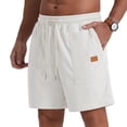 thumbnail image 2 of Dagegui Casual Shorts for Men Corduroy Elastic Waist Drawstring Shorts Solid Color Summer Beach Vacation Short Pants with Pocket White XXL, 2 of 5