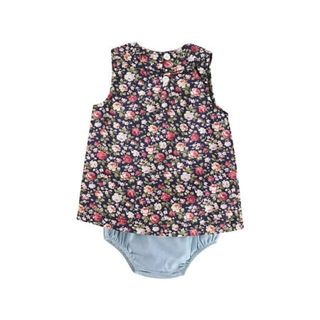 

B91xZ Baby Girl Outfit Toddler Girls Sleeveless Floral Tank Tops Blue Solid Printed Shorts Set Cute Baby Girls Outfits Sizes 2-3 Years