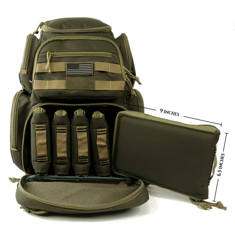 K-Cliffs Heavy Duty Range Backpack , Rucksack Multi-Functional Pouches with  Molle Strap System Khaki 