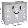 thumbnail image 2 of Cesta grande plegable para la ropa sucia con 3 compartimentos para dormitorio, de tela (gris), 2 of 5
