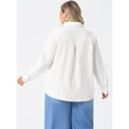 thumbnail image 4 of DARING DIVA Women's Plus Chest Pocket Long Sleeve Denim Chambray Shirt 2X White, 4 of 6