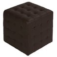 thumbnail image 2 of Cortesi Home Charli Tufted Cube Ottoman in 100% Genuine Leather, Brown, 2 of 3
