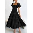 thumbnail image 2 of Vestido PRETTYGARDEN negro con mangas abullonadas y escote cuadrado, talla L grande, 2 of 8