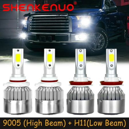 SHENKENUO For Ram 1500 2500 3500 2009-2019 - Combo LED Headlights Bulbs High Low Beam,9005+H11,6000K White,Pack of 4,C03
