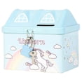 thumbnail image 1 of Kids Piggy Bank Girl Money Saving House Shaped Storage Holder Sky-Blue Tinplate 1Set, 1 of 5