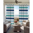 thumbnail image 4 of Blue Teal Striped Blackout Curtains, Light Blocking Print Window Curtains, Farmhouse Stripes Simple Art Thermal Insulated Window Drapes for Living Room Kitchen Cafe 2 Panels, 55"W x 39"L, 4 of 9