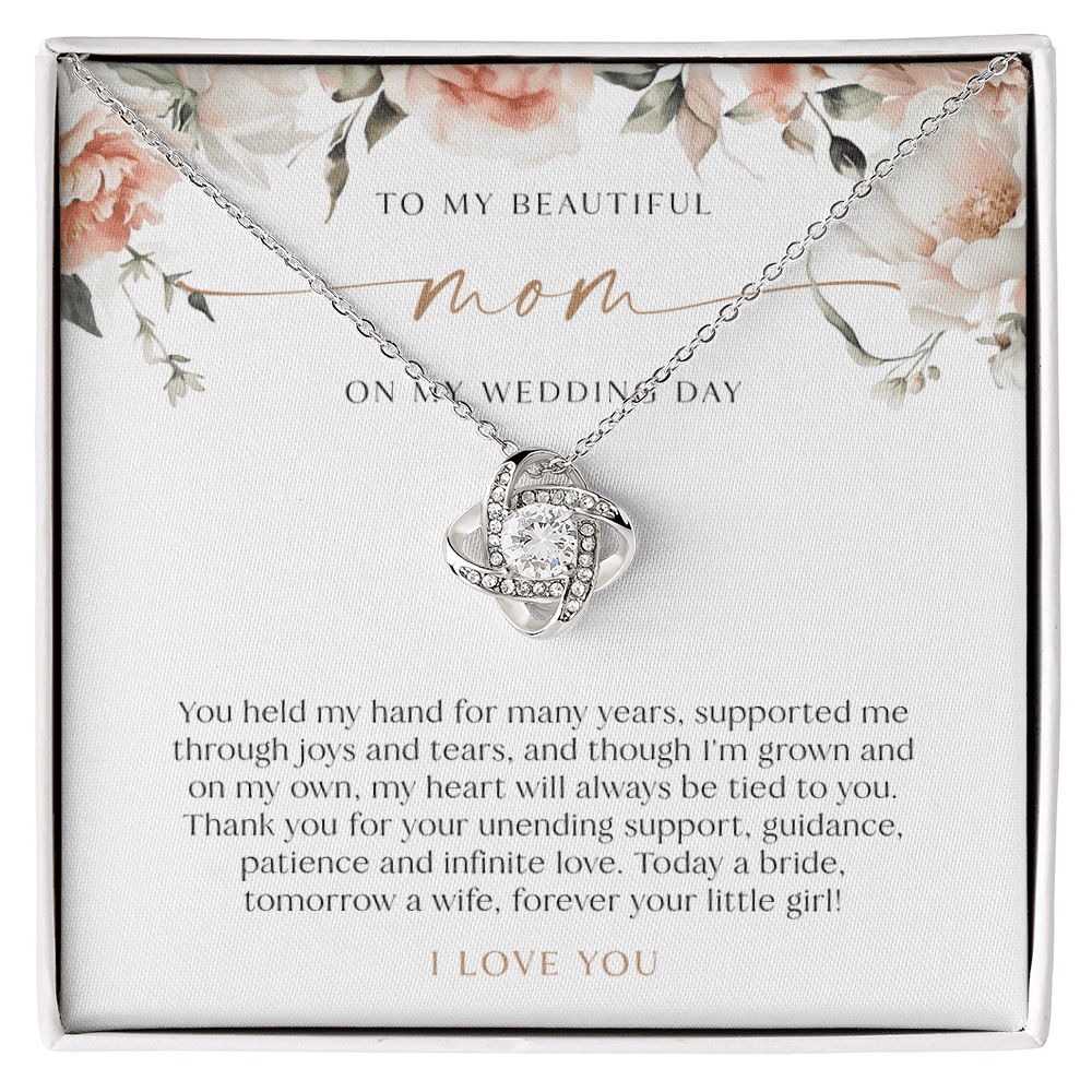 Mother Of The Bride Gift - Love Knot Necklace, White Love Knot Necklace