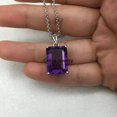 thumbnail image 3 of Real 925 Sterling Silver Necklace For Women, Genuine Prong Purple Amethyst Gemstone Unique Handcrafted February Birthstone Necklace, 3 of 5