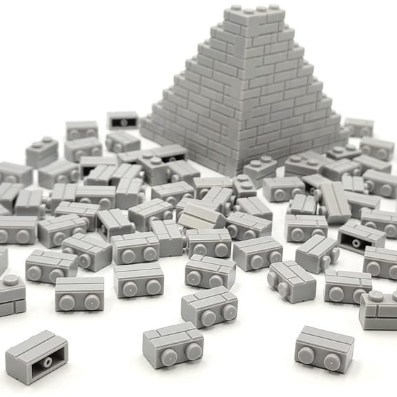 Masonry Profile Bricks Bulk Light Grey Color DIY Building Block Toy for Wall Parts and Pieces Compatible for Major Brand 1x2 Brick 150pcs