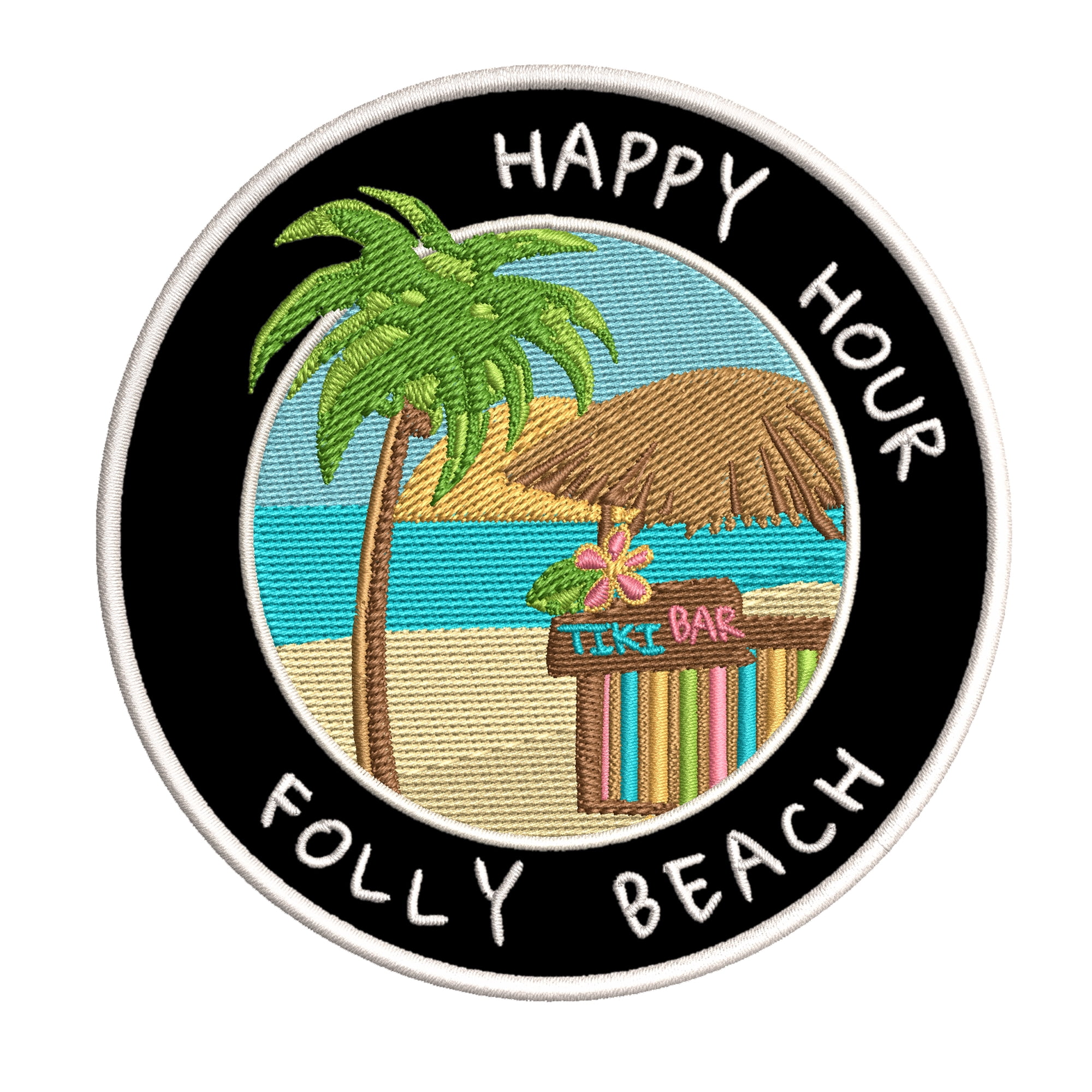 Happy Hour! Folly Beach, South Carolina 3.5 Inch Iron Or Sew On
