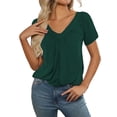 thumbnail image 2 of Lixiuxyad Women's Casual Summer T Shirts Short Sleeve V Neck Tops Tshirts Womens Summer T Shirts,Green XXL, 2 of 7