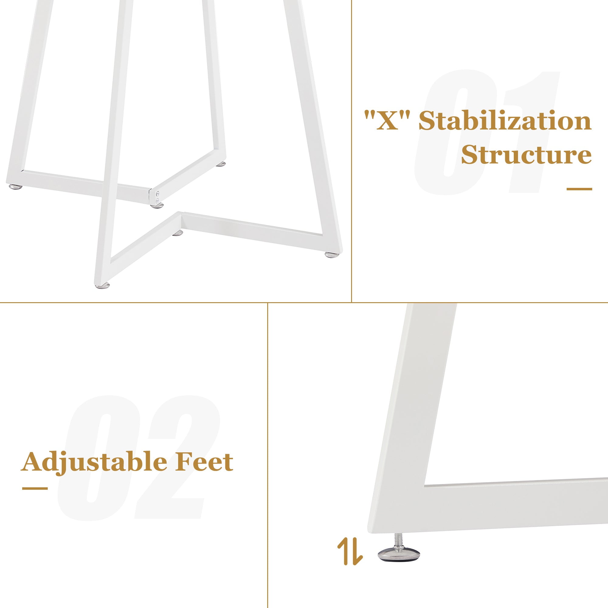 VECELO 31.5" Round Dining Table with Metal Legs for Kitchen Living Room Coffee Table Bristro Table, Marble White